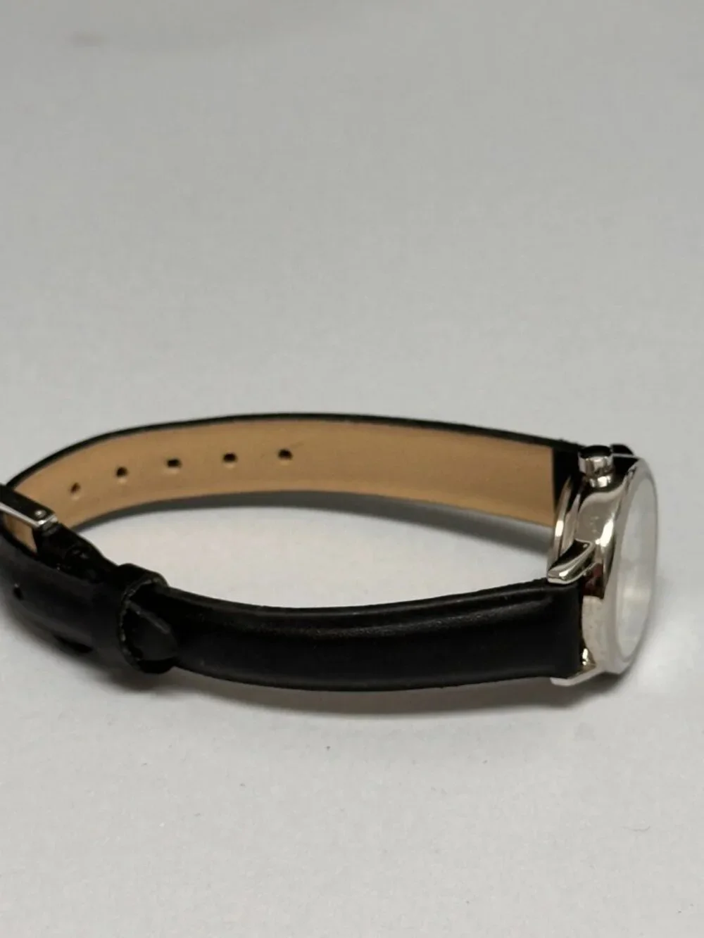 Timex Indiglo Watch Women Silver Tone Black Leather Band New Battery 8.5